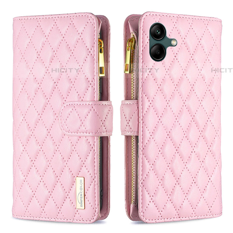 Coque Portefeuille Livre Cuir Etui Clapet B12F pour Samsung Galaxy F04 Or Rose Plus