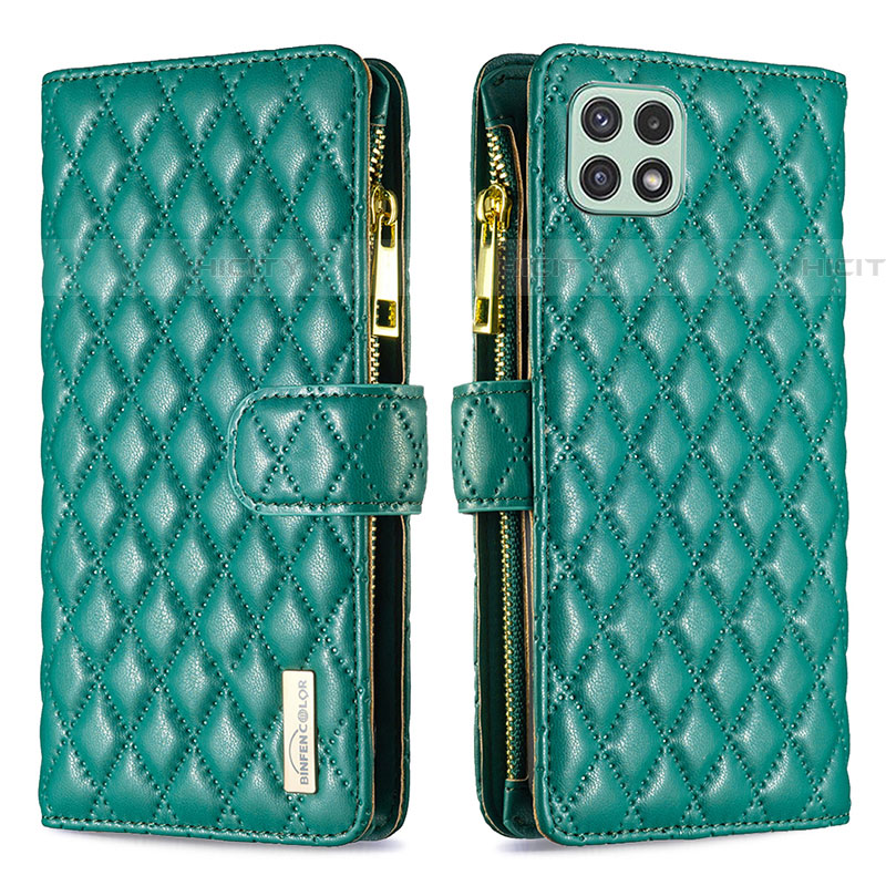 Coque Portefeuille Livre Cuir Etui Clapet B12F pour Samsung Galaxy F42 5G Vert Plus