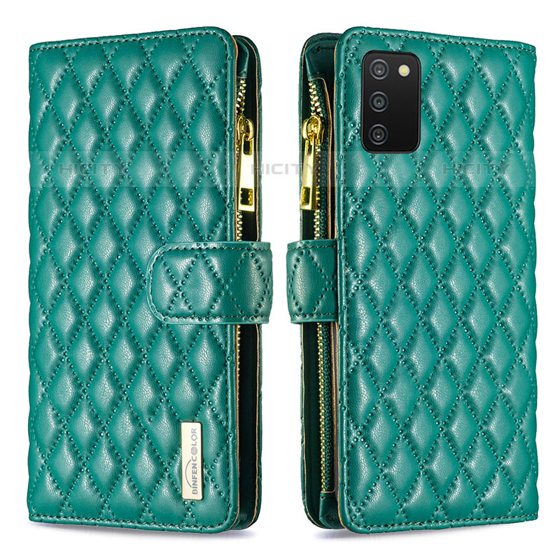 Coque Portefeuille Livre Cuir Etui Clapet B12F pour Samsung Galaxy M02s Vert Plus