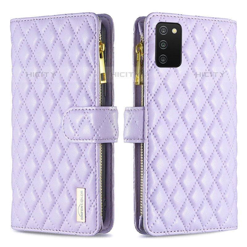 Coque Portefeuille Livre Cuir Etui Clapet B12F pour Samsung Galaxy M02s Violet Plus