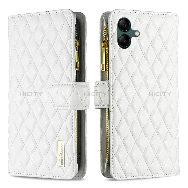 Coque Portefeuille Livre Cuir Etui Clapet B12F pour Samsung Galaxy M04 Blanc Plus