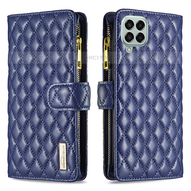 Coque Portefeuille Livre Cuir Etui Clapet B12F pour Samsung Galaxy M33 5G Bleu Plus