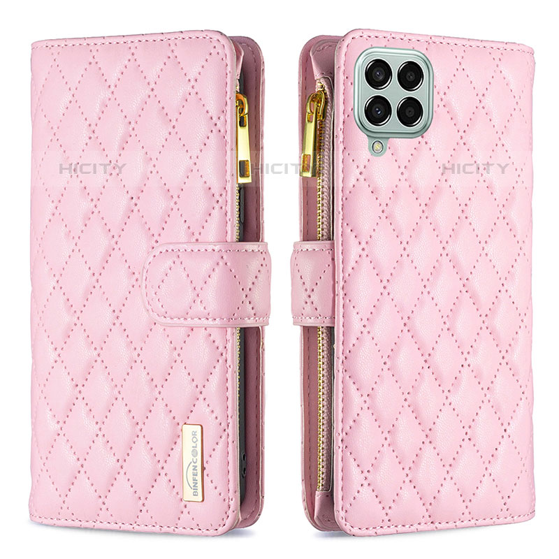 Coque Portefeuille Livre Cuir Etui Clapet B12F pour Samsung Galaxy M33 5G Or Rose Plus