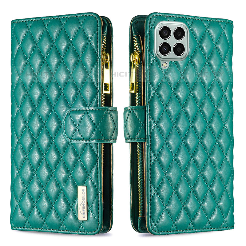 Coque Portefeuille Livre Cuir Etui Clapet B12F pour Samsung Galaxy M33 5G Vert Plus