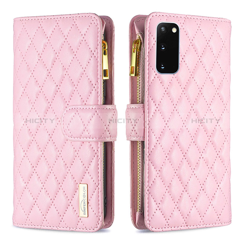 Coque Portefeuille Livre Cuir Etui Clapet B12F pour Samsung Galaxy S20 5G Or Rose Plus