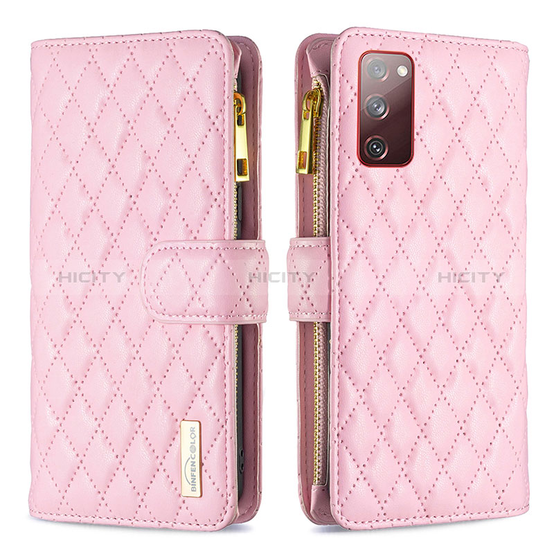 Coque Portefeuille Livre Cuir Etui Clapet B12F pour Samsung Galaxy S20 FE 5G Or Rose Plus