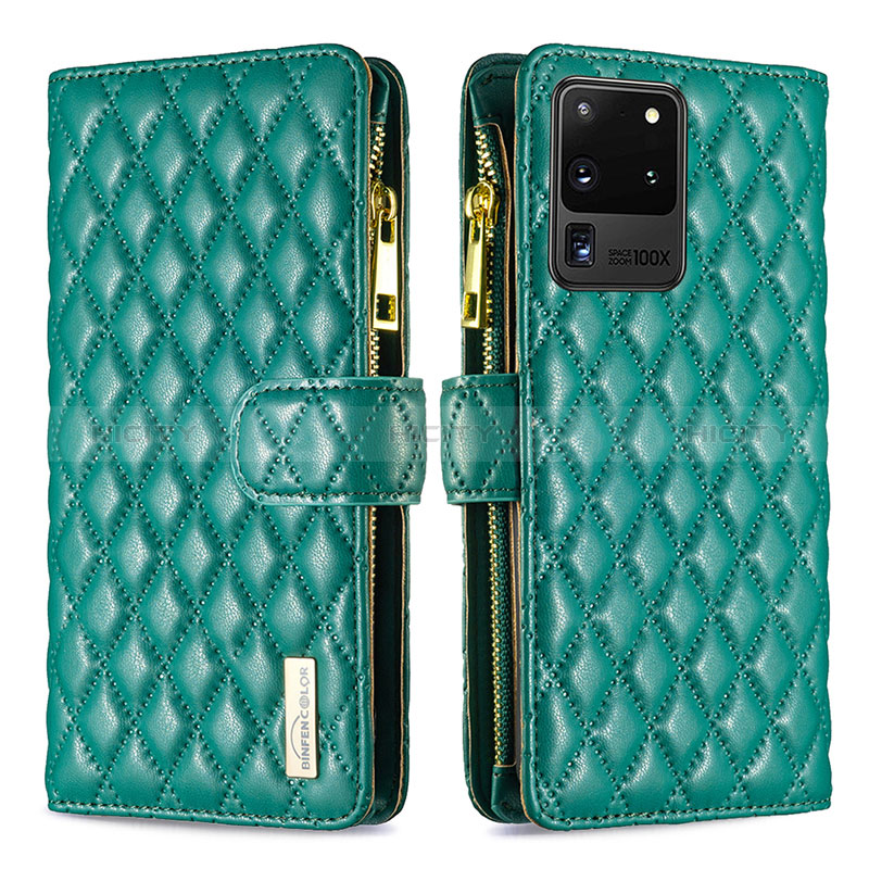 Coque Portefeuille Livre Cuir Etui Clapet B12F pour Samsung Galaxy S20 Ultra 5G Vert Plus