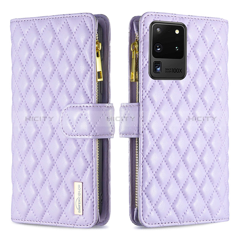 Coque Portefeuille Livre Cuir Etui Clapet B12F pour Samsung Galaxy S20 Ultra 5G Violet Plus