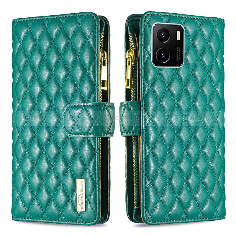 Coque Portefeuille Livre Cuir Etui Clapet B12F pour Vivo Y01A Vert Plus