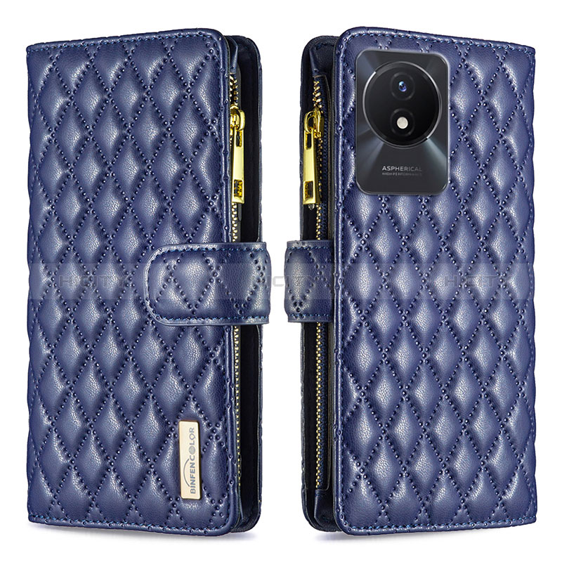 Coque Portefeuille Livre Cuir Etui Clapet B12F pour Vivo Y02 Bleu Plus