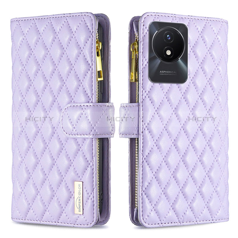 Coque Portefeuille Livre Cuir Etui Clapet B12F pour Vivo Y02t Violet Plus