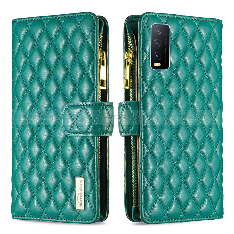 Coque Portefeuille Livre Cuir Etui Clapet B12F pour Vivo Y20 Vert Plus