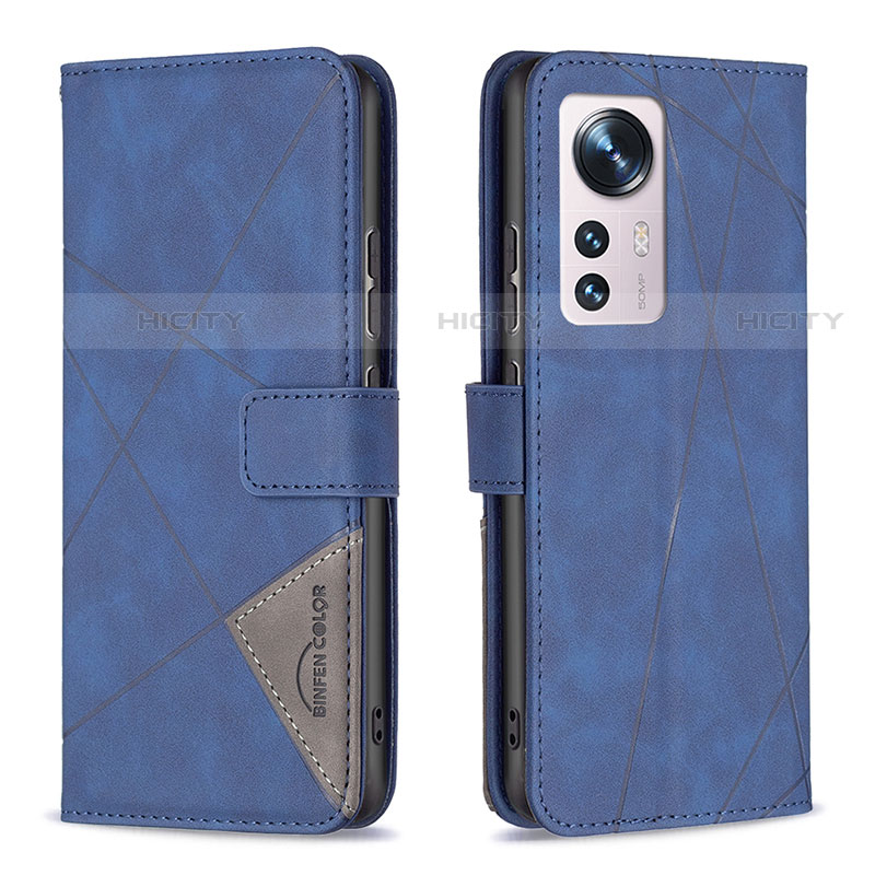 Coque Portefeuille Livre Cuir Etui Clapet B12F pour Xiaomi Mi 12 Pro 5G Bleu Plus