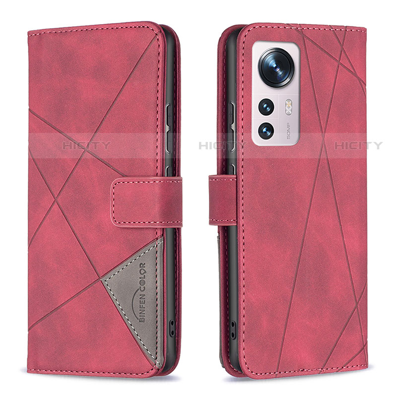 Coque Portefeuille Livre Cuir Etui Clapet B12F pour Xiaomi Mi 12 Pro 5G Rouge Plus