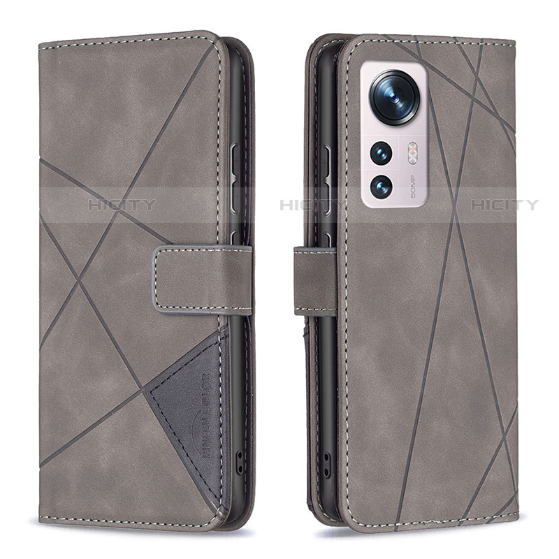 Coque Portefeuille Livre Cuir Etui Clapet B12F pour Xiaomi Mi 12S 5G Gris Plus