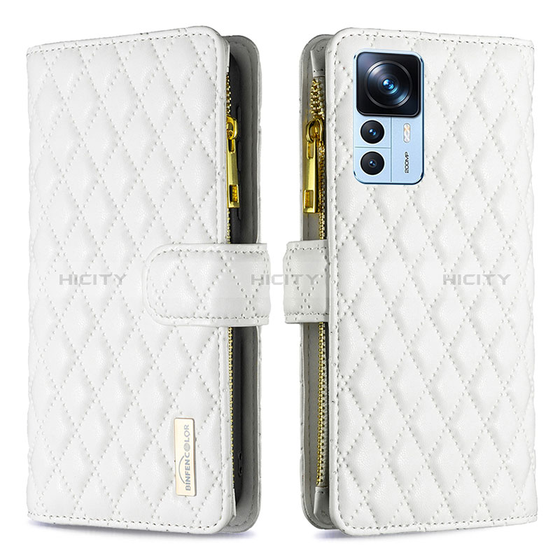 Coque Portefeuille Livre Cuir Etui Clapet B12F pour Xiaomi Mi 12T 5G Blanc Plus