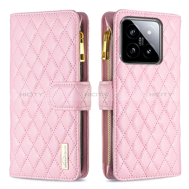 Coque Portefeuille Livre Cuir Etui Clapet B12F pour Xiaomi Mi 14 5G Or Rose Plus