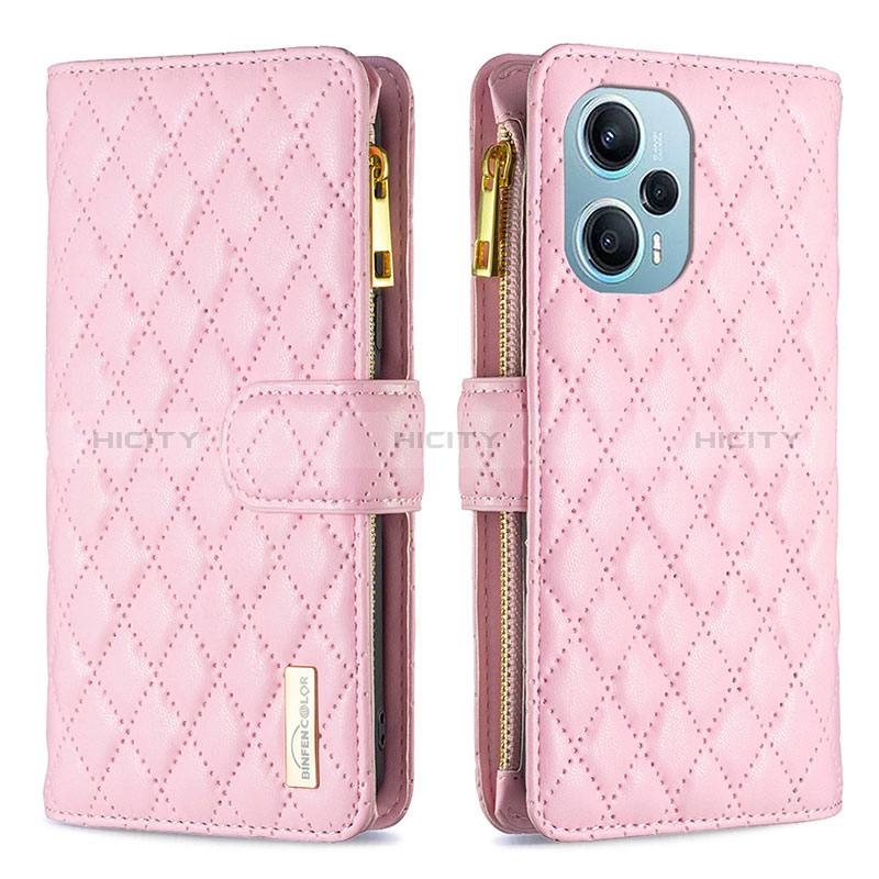 Coque Portefeuille Livre Cuir Etui Clapet B12F pour Xiaomi Poco F5 5G Or Rose Plus