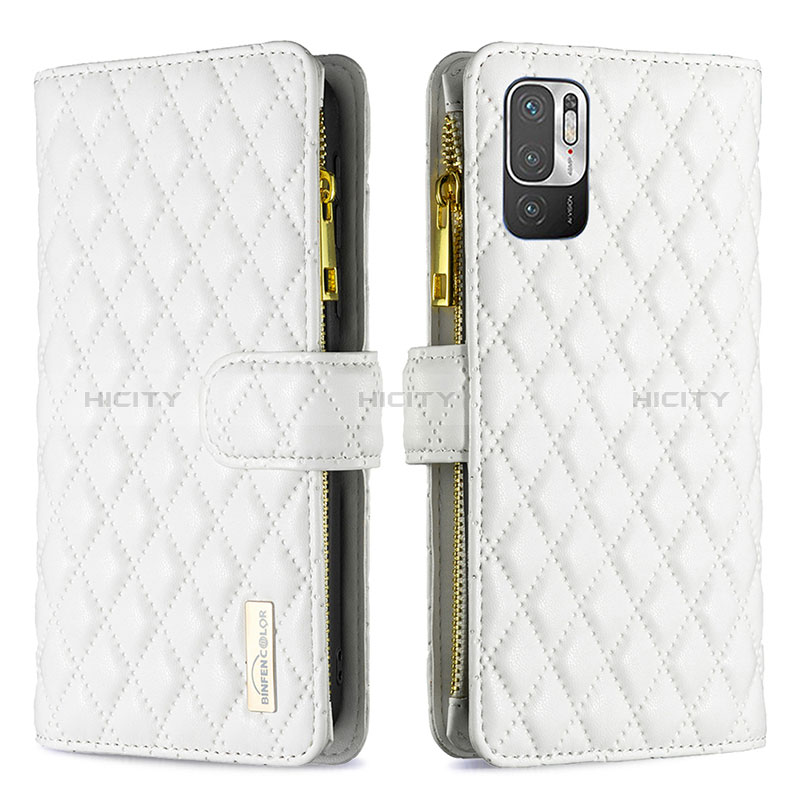 Coque Portefeuille Livre Cuir Etui Clapet B12F pour Xiaomi POCO M3 Pro 5G Blanc Plus