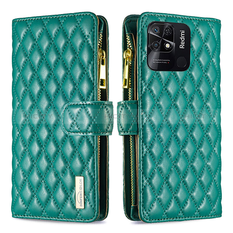 Coque Portefeuille Livre Cuir Etui Clapet B12F pour Xiaomi Redmi 10 Power Vert Plus