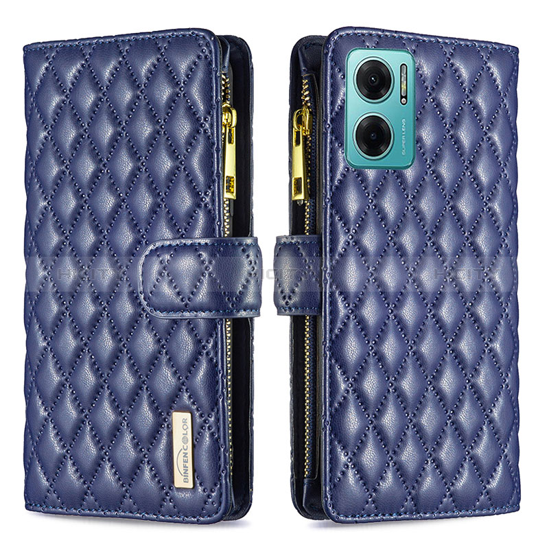 Coque Portefeuille Livre Cuir Etui Clapet B12F pour Xiaomi Redmi 10 Prime Plus 5G Bleu Plus