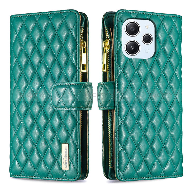 Coque Portefeuille Livre Cuir Etui Clapet B12F pour Xiaomi Redmi 12 4G Vert Plus