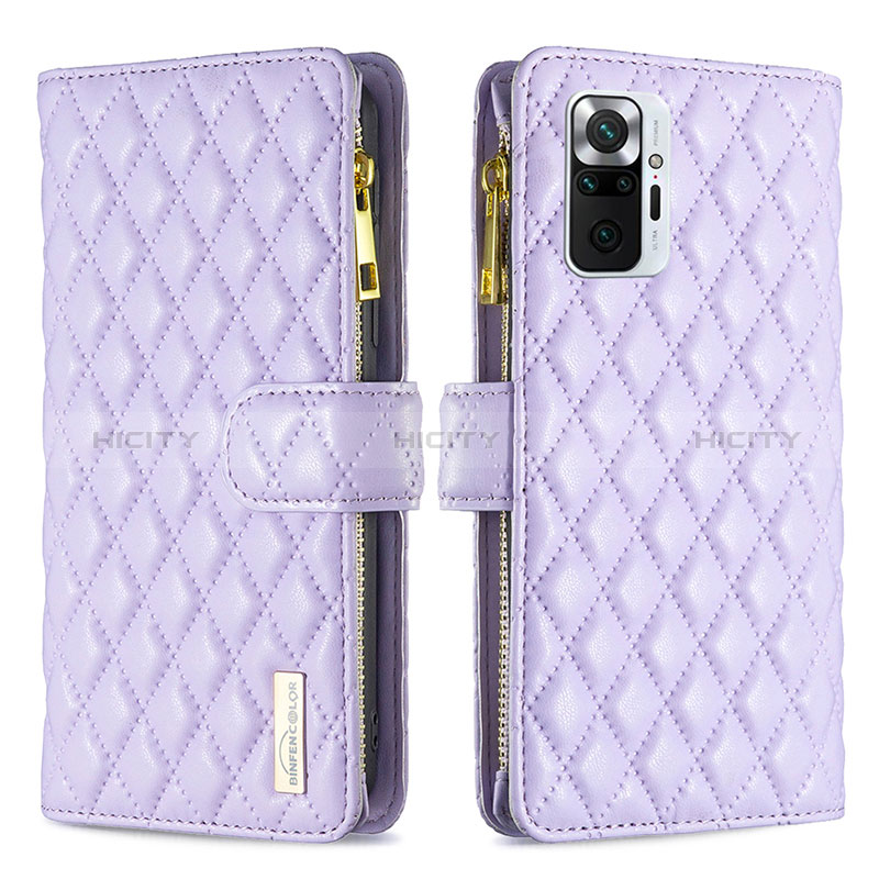 Coque Portefeuille Livre Cuir Etui Clapet B12F pour Xiaomi Redmi Note 10 Pro 4G Violet Plus