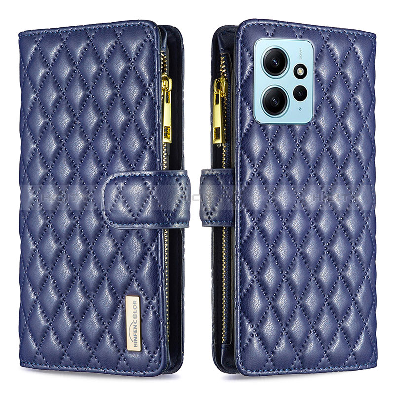 Coque Portefeuille Livre Cuir Etui Clapet B12F pour Xiaomi Redmi Note 12 4G Bleu Plus