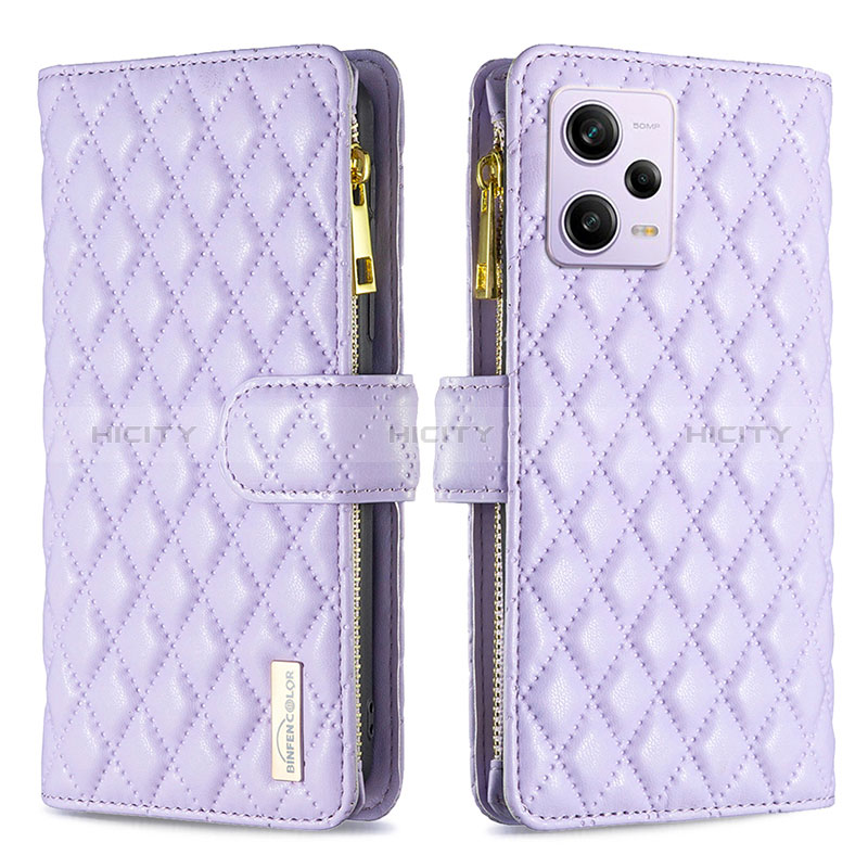 Coque Portefeuille Livre Cuir Etui Clapet B12F pour Xiaomi Redmi Note 12 Pro 5G Violet Plus