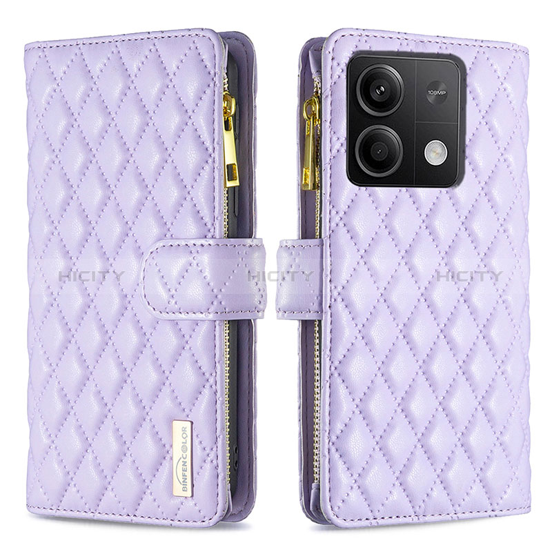 Coque Portefeuille Livre Cuir Etui Clapet B12F pour Xiaomi Redmi Note 13 5G Violet Plus