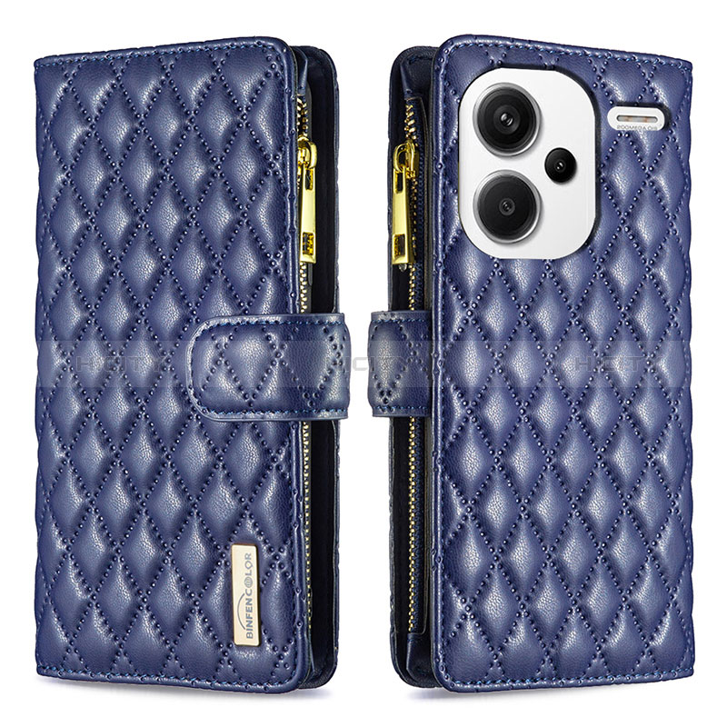 Coque Portefeuille Livre Cuir Etui Clapet B12F pour Xiaomi Redmi Note 13 Pro+ Plus 5G Bleu Plus