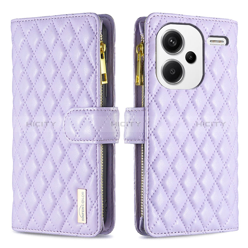 Coque Portefeuille Livre Cuir Etui Clapet B12F pour Xiaomi Redmi Note 13 Pro+ Plus 5G Violet Plus