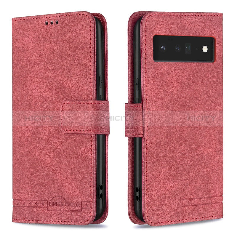 Coque Portefeuille Livre Cuir Etui Clapet B13F pour Google Pixel 6 Pro 5G Rouge Plus