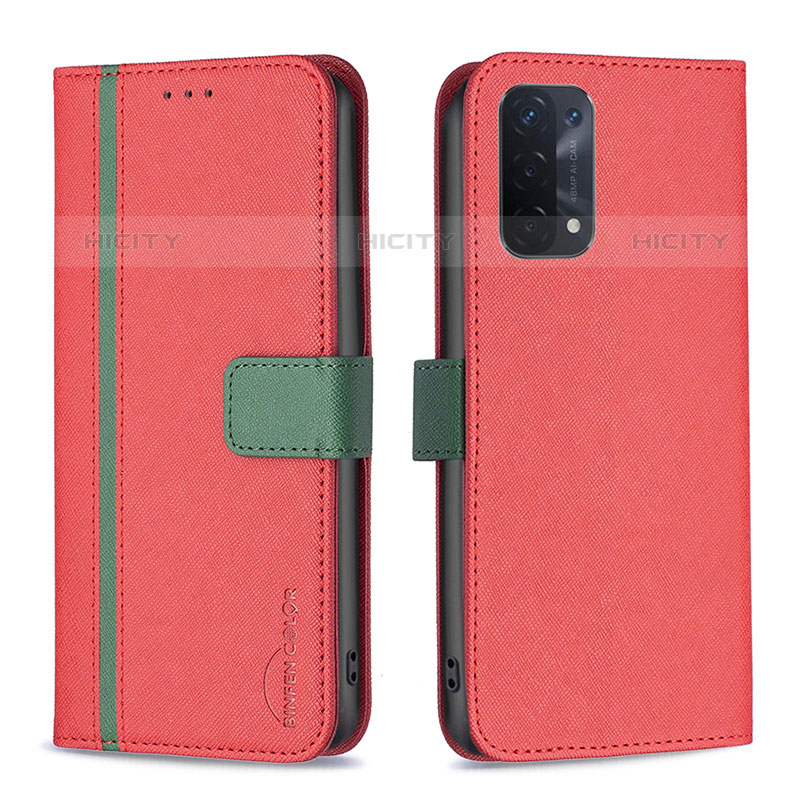 Coque Portefeuille Livre Cuir Etui Clapet B13F pour OnePlus Nord N200 5G Rouge Plus