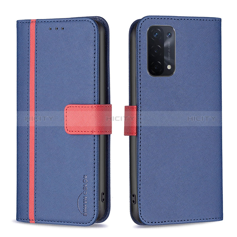 Coque Portefeuille Livre Cuir Etui Clapet B13F pour Oppo A54 5G Bleu Plus