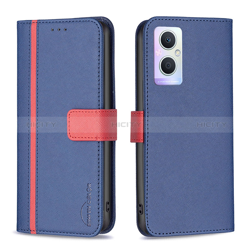 Coque Portefeuille Livre Cuir Etui Clapet B13F pour Oppo A96 5G Bleu Plus