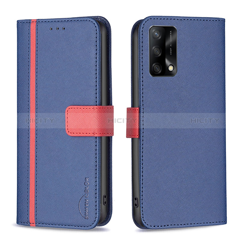 Coque Portefeuille Livre Cuir Etui Clapet B13F pour Oppo F19 Bleu Plus