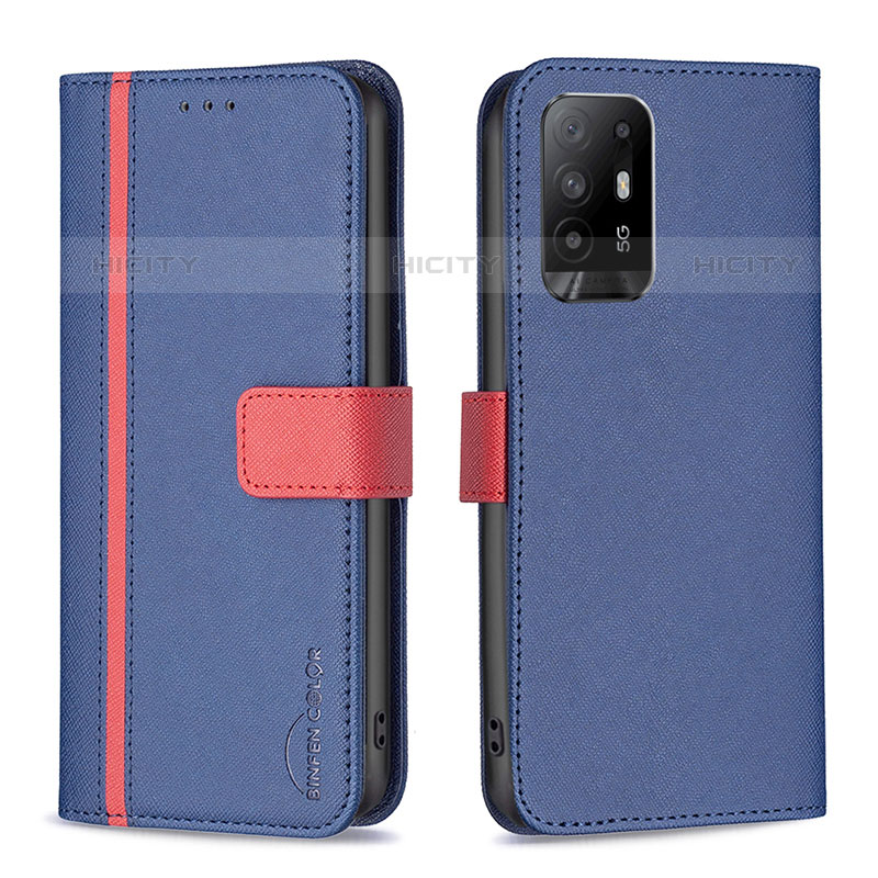 Coque Portefeuille Livre Cuir Etui Clapet B13F pour Oppo F19 Pro+ Plus 5G Bleu Plus