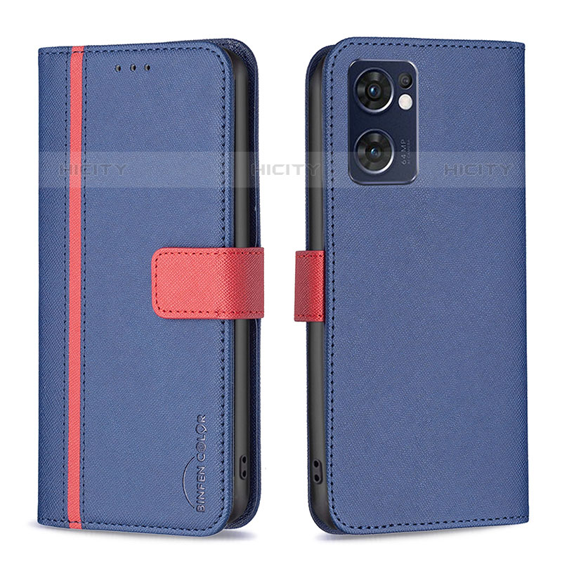 Coque Portefeuille Livre Cuir Etui Clapet B13F pour Oppo Reno7 5G Bleu Plus