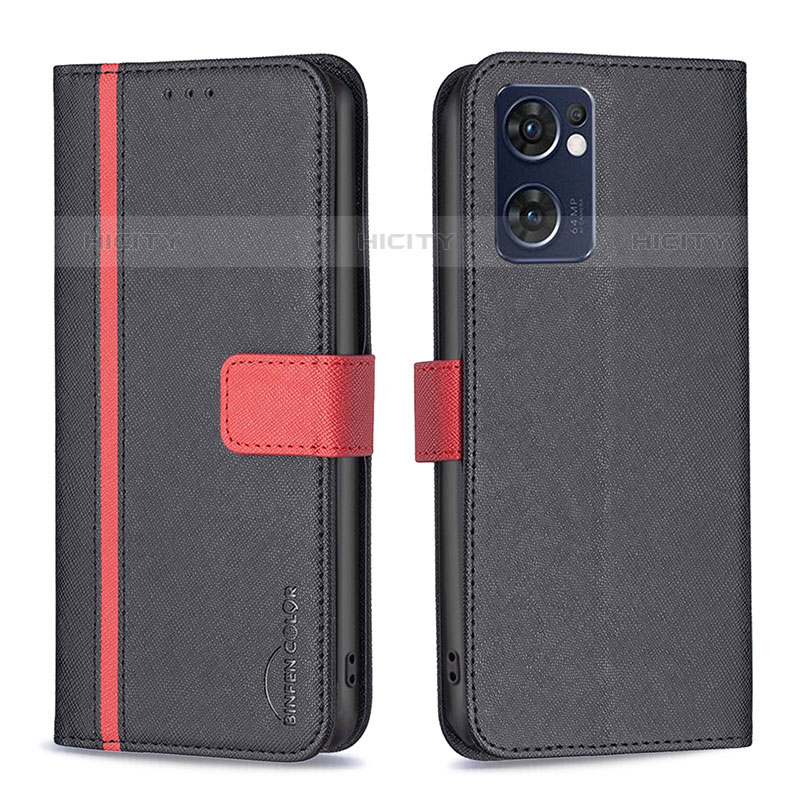 Coque Portefeuille Livre Cuir Etui Clapet B13F pour Oppo Reno7 5G Noir Plus