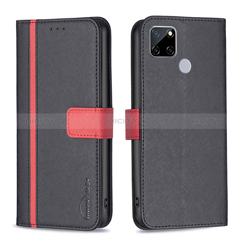 Coque Portefeuille Livre Cuir Etui Clapet B13F pour Realme 7i RMX2193 Noir Plus