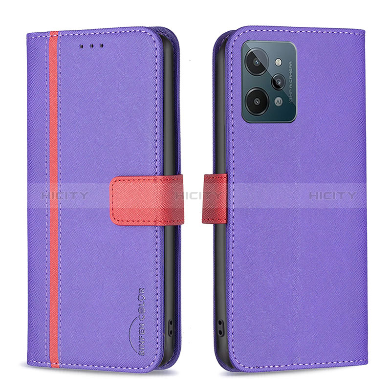 Coque Portefeuille Livre Cuir Etui Clapet B13F pour Realme C31 Violet Plus