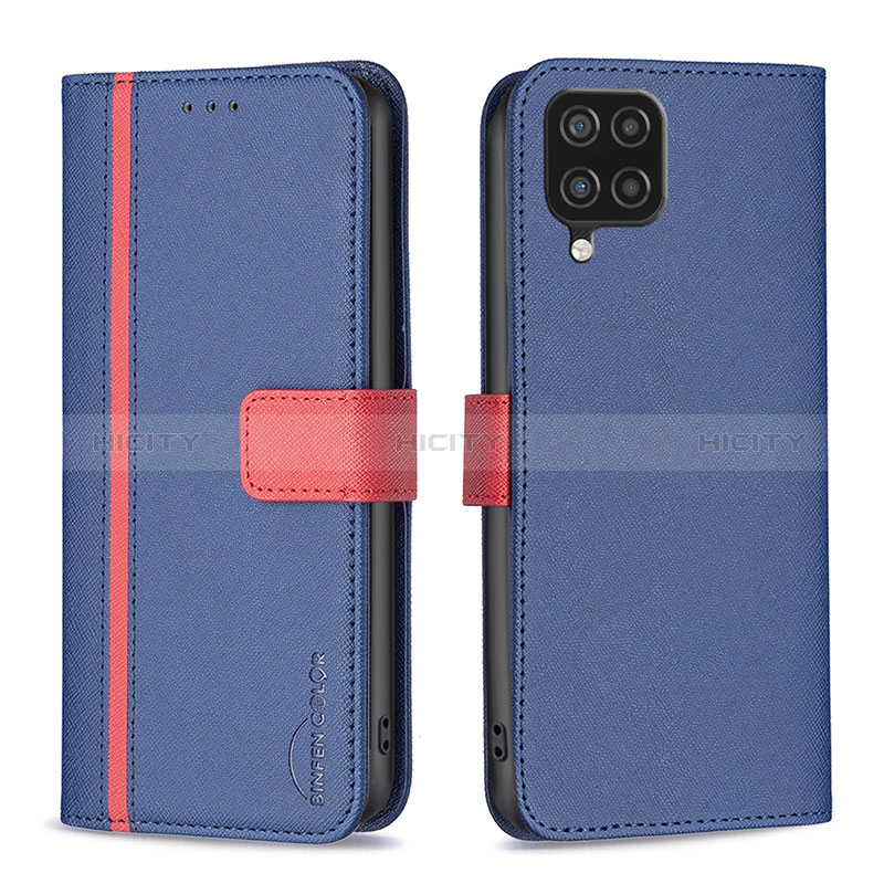 Coque Portefeuille Livre Cuir Etui Clapet B13F pour Samsung Galaxy A12 5G Bleu Plus