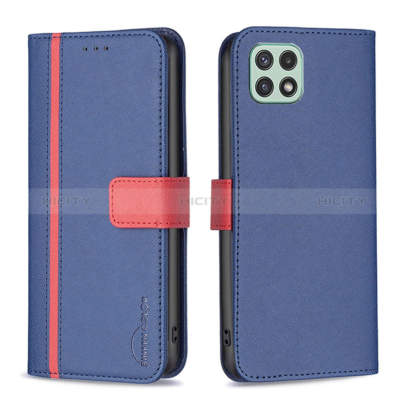 Coque Portefeuille Livre Cuir Etui Clapet B13F pour Samsung Galaxy A22s 5G Bleu Plus