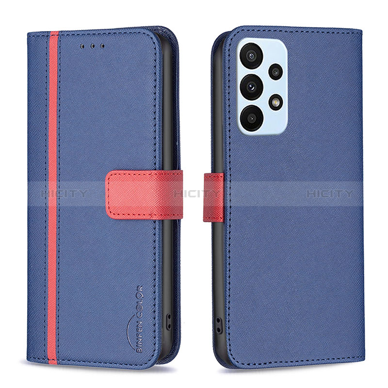 Coque Portefeuille Livre Cuir Etui Clapet B13F pour Samsung Galaxy A23 5G Bleu Plus