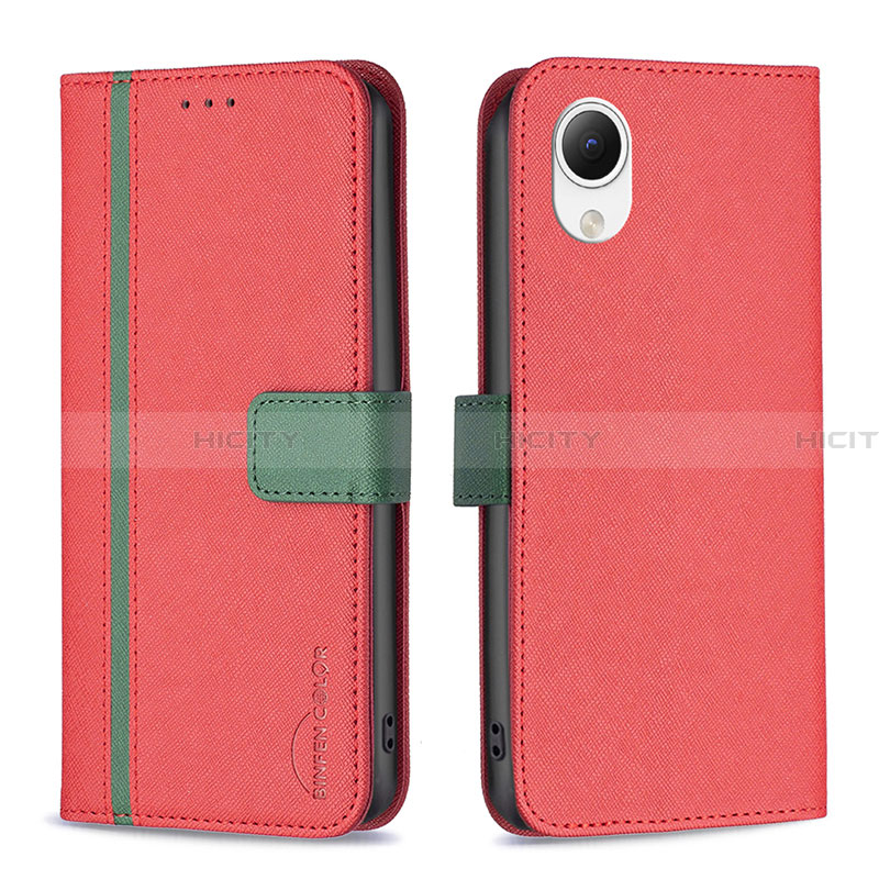 Coque Portefeuille Livre Cuir Etui Clapet B13F pour Samsung Galaxy A23 5G SC-56C Rouge Plus