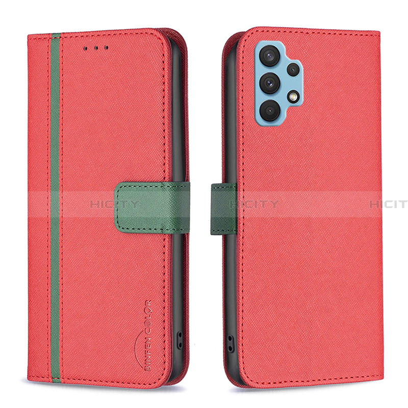 Coque Portefeuille Livre Cuir Etui Clapet B13F pour Samsung Galaxy A32 5G Rouge Plus