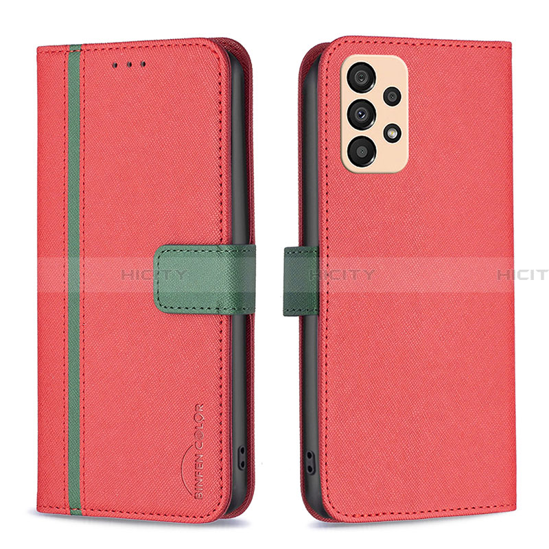 Coque Portefeuille Livre Cuir Etui Clapet B13F pour Samsung Galaxy A33 5G Rouge Plus