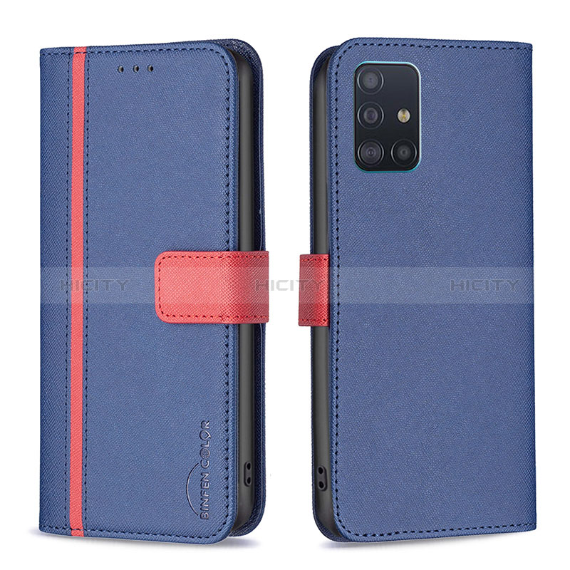 Coque Portefeuille Livre Cuir Etui Clapet B13F pour Samsung Galaxy A51 5G Bleu Plus