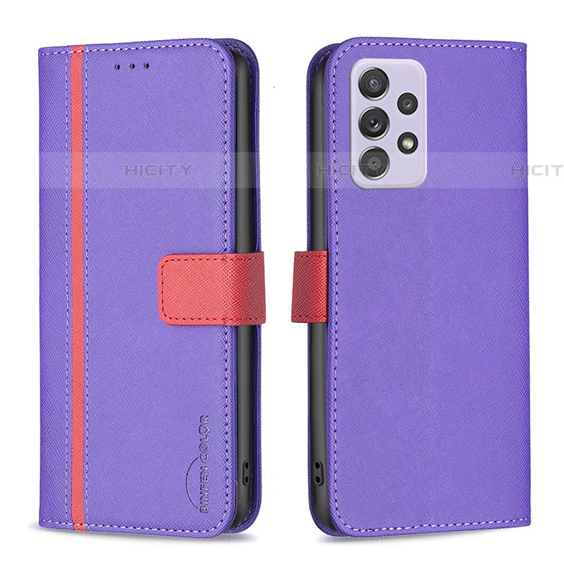 Coque Portefeuille Livre Cuir Etui Clapet B13F pour Samsung Galaxy A52 5G Violet Plus